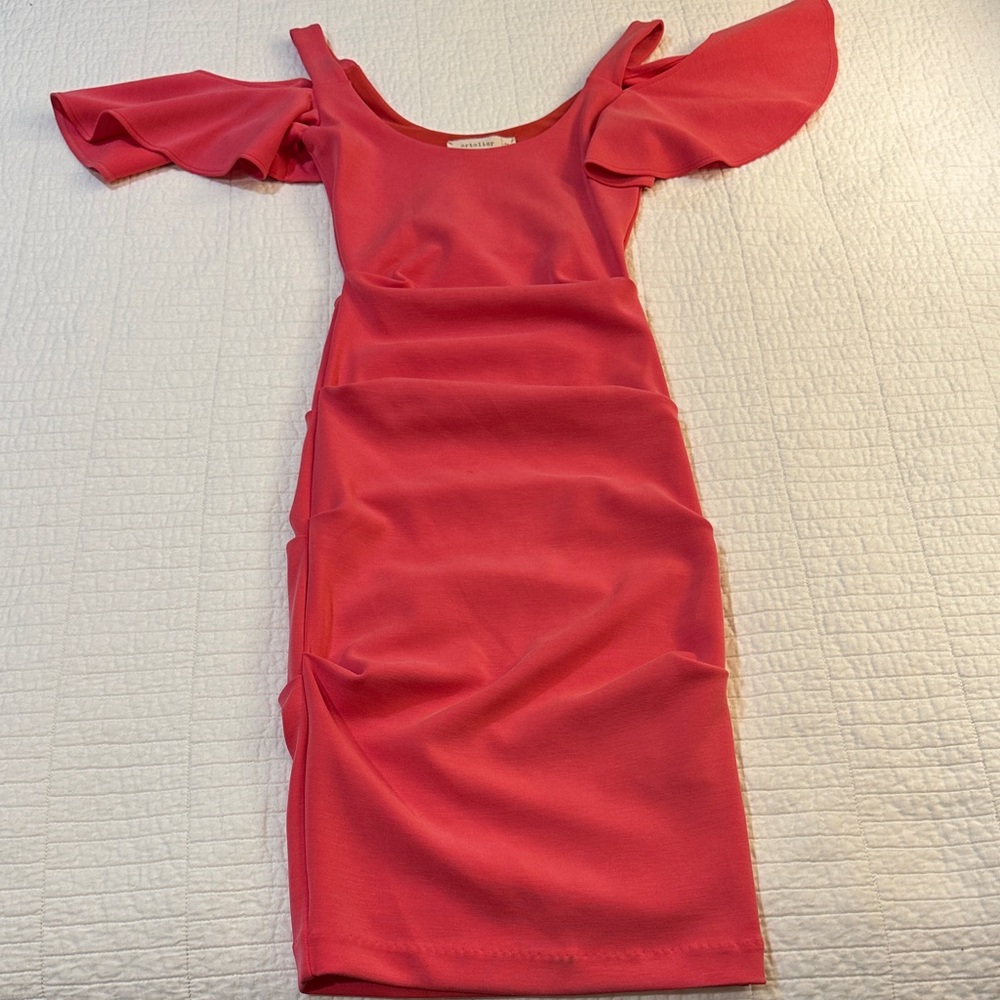 Artelier Nicole Miller Petite sz 0 Elegant Pink Off-Shoulder Dress $295.00